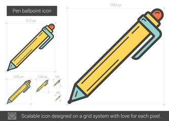 Pen ballpoint line icon.