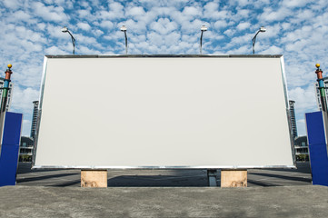 Fototapeta premium Large blank billboard on a street wall, banners with room to add your own text