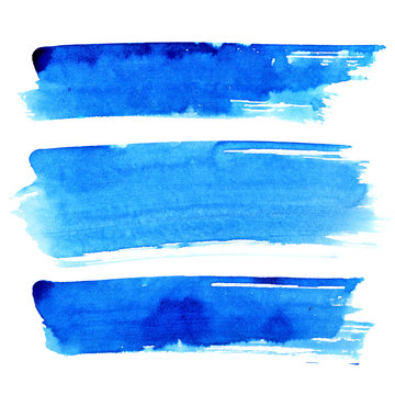 Set Of Blue Brush Strokes