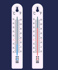 vector thermometer, cold and hot