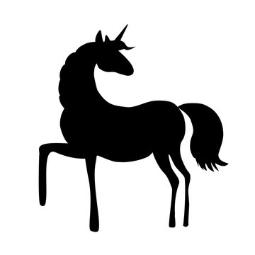 Silhouette of a unicorn, isolated vector illustration
