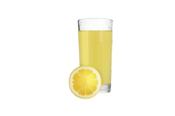 Delicious lemon juice in glass isolated on white background