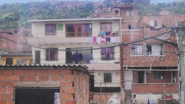 Poor neighborhood from a panoramic view, Colombia. 4k