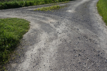 Feldweg and einer Abzweigung