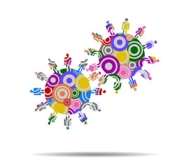 two worlds circles icon vector