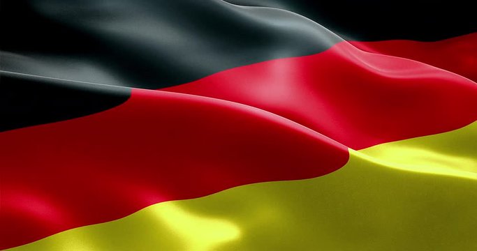 waving fabric texture of the flag with color of germany, 3d animation