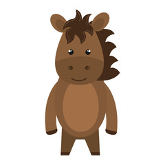 brown horse animal character cute cartoon, vector illustration