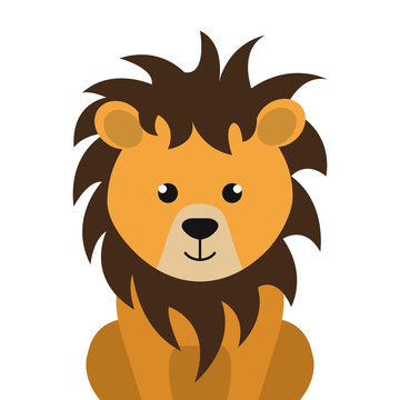 yellow lion animal character cute cartoon. vector illustration