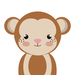brown monkey animal character cute cartoon. vector illustration