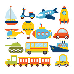 Set of cartoon transport. Transportation theme