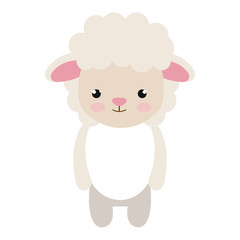 sheep animal character cute cartoon with pink nose . vector illustration 