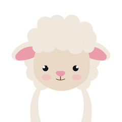 sheep animal character cute cartoon with pink nose . vector illustration 