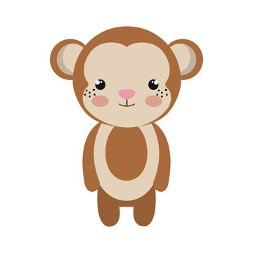 brown monkey animal character cute cartoon. vector illustration
