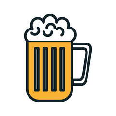 beer mug with foam beverage. alcohol drink. vector illustration