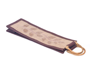 Linen wine bag separated on white background