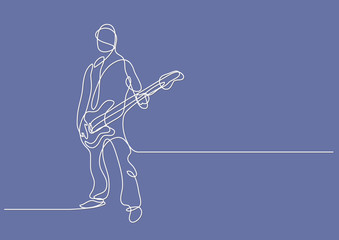 continuous line drawing of bass player