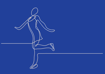 Fototapeta na wymiar continuous line drawing of figure skating girl