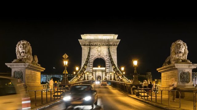 Chain Bridge, Budapest, Hungary, 4K Time lapse