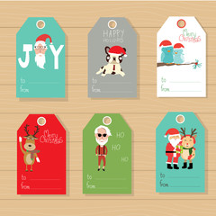 Merry christmas gifts tags  hand lettering  set for winter holid