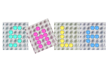 SALE. Colorful signs made from egg with word sale for food or nu