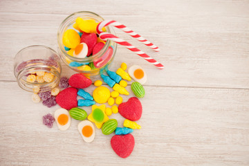 Candies with different shapes and colors