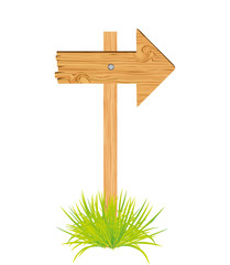 wooden arrow guide sign vector illustration design