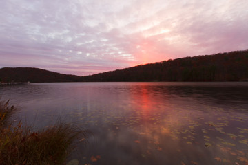 Fall landscape at sunset.