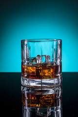 Close up of glass of spirits.