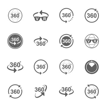 Set of Angle 360 degrees sign icons