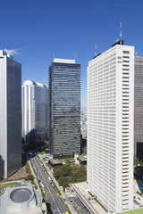 Obraz premium 新宿高層ビル街 快晴 青空 コピースペース 東京都庁前