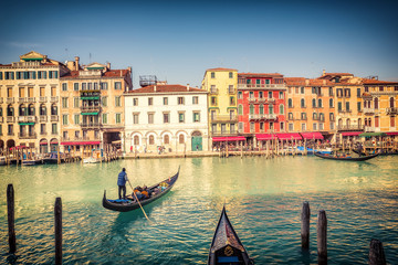Obraz na płótnie Canvas Gondola on Grand canal in Venice, Italy