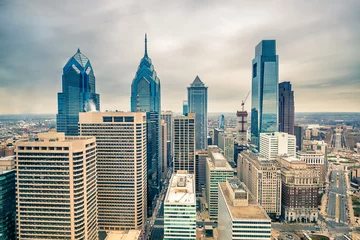 Poster Top view of downtown skyline Philadelphia USA © sborisov