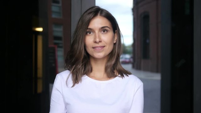 Beautiful Girl Inviting People to Avail Opportunity, Offering