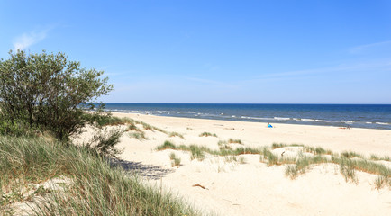 Beach on polish coast of Baltic Sea in middle of  holiday season - around Rowy, between Ustka and Leba