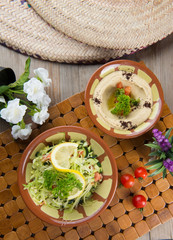 Obraz na płótnie Canvas hummus and arabic salad