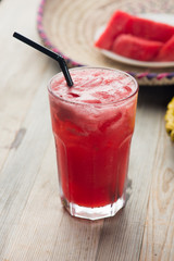 Watermelon drink in glasses with slices of watermelon