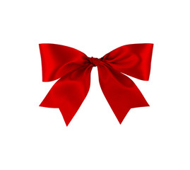 Red gift bow on white background with clipping path.