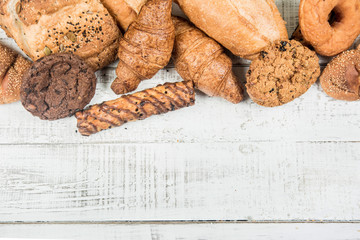 bakery on wood white background