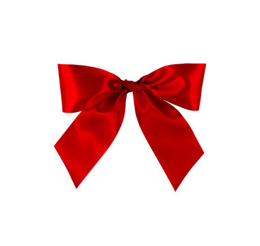 Red gift bow on white background with clipping path.
