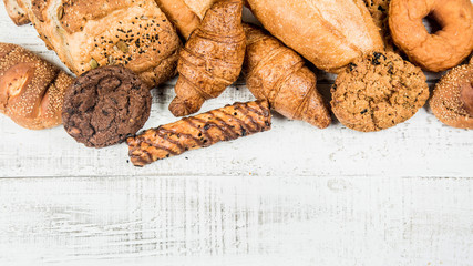 bakery on wood white background