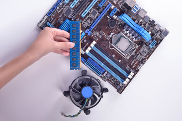 computer motherboard with fan cooler