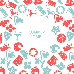 Summer time vector illustrations with icons