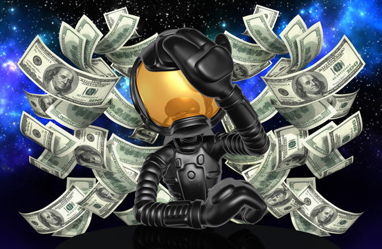 Astronaut Character With Money
