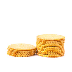 crackers or biscuits on white background