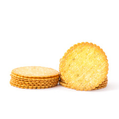 Fototapeta na wymiar crackers or biscuits on white background