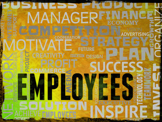 Employees Words Represents Hired Hand And Workforce