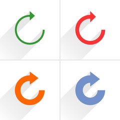 Color arrow refresh, repeat, reset icon on white