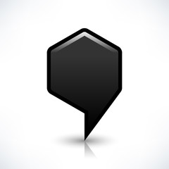 Black blank map pin sign hexagon location icon