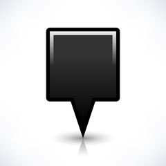 Black blank map pin sign square location icon