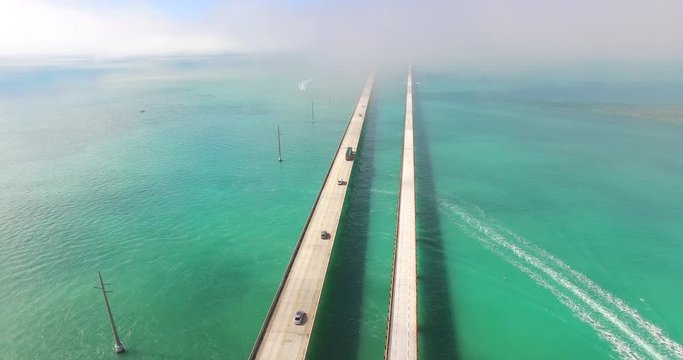 Aerial view Seven Mile bridge.Florida Keys.